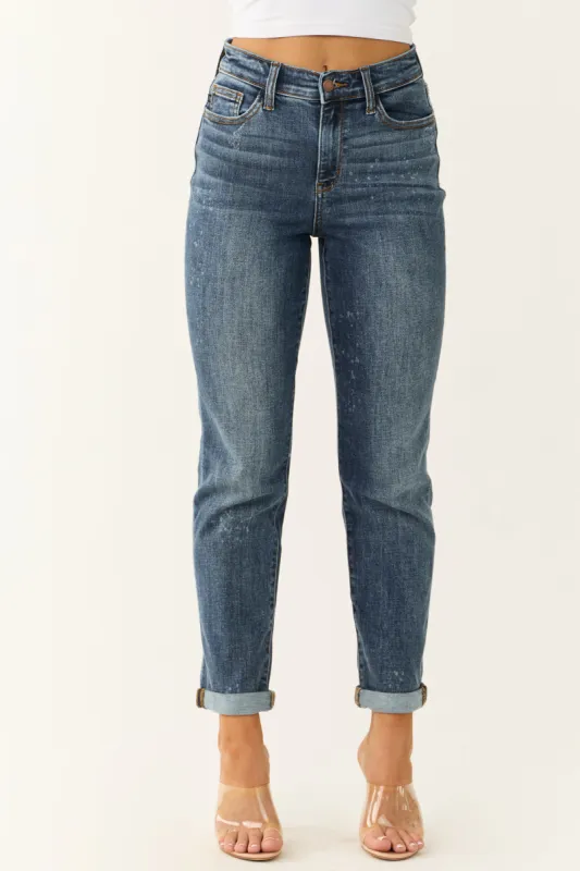Judy Blue High Rise Bleach Splash Ankle Jeans sold by Lime Lush