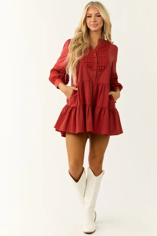 Brick Stitch Embroidery Overlay Mini Dress sold by Lime Lush