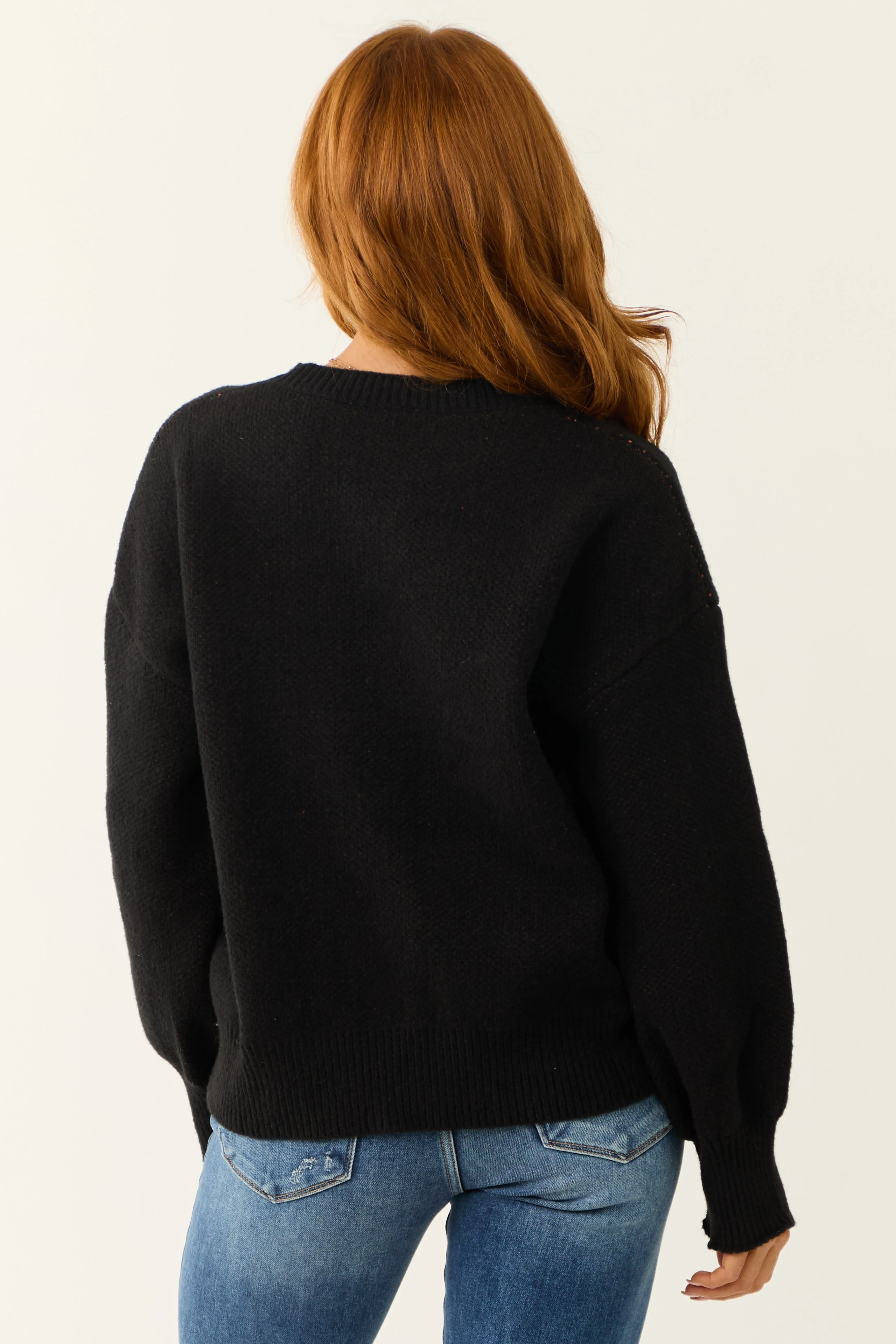 Black Pumpkin Graphic Long Sleeve Sweater sold by Lime Lush product image thumbnail 5