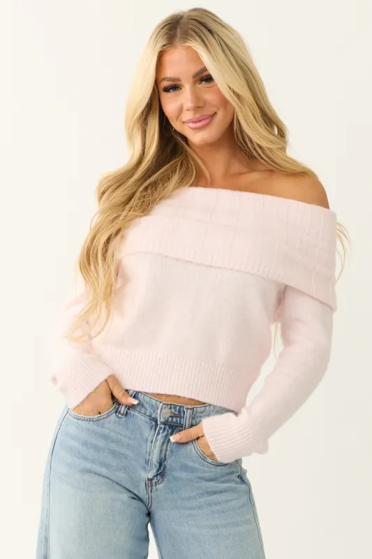 Dusty Blush Soft Off Shoulder Neckline Sweater made by HYFVE