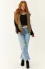 Taupe Zip Up Sherpa Vest with Drawstring Waist sold by Lime Lush