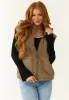 Taupe Zip Up Sherpa Vest with Drawstring Waist sold by Lime Lush
