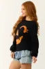 Black Jack-O-Lantern Graphic Soft Knit Sweater sold by Lime Lush
