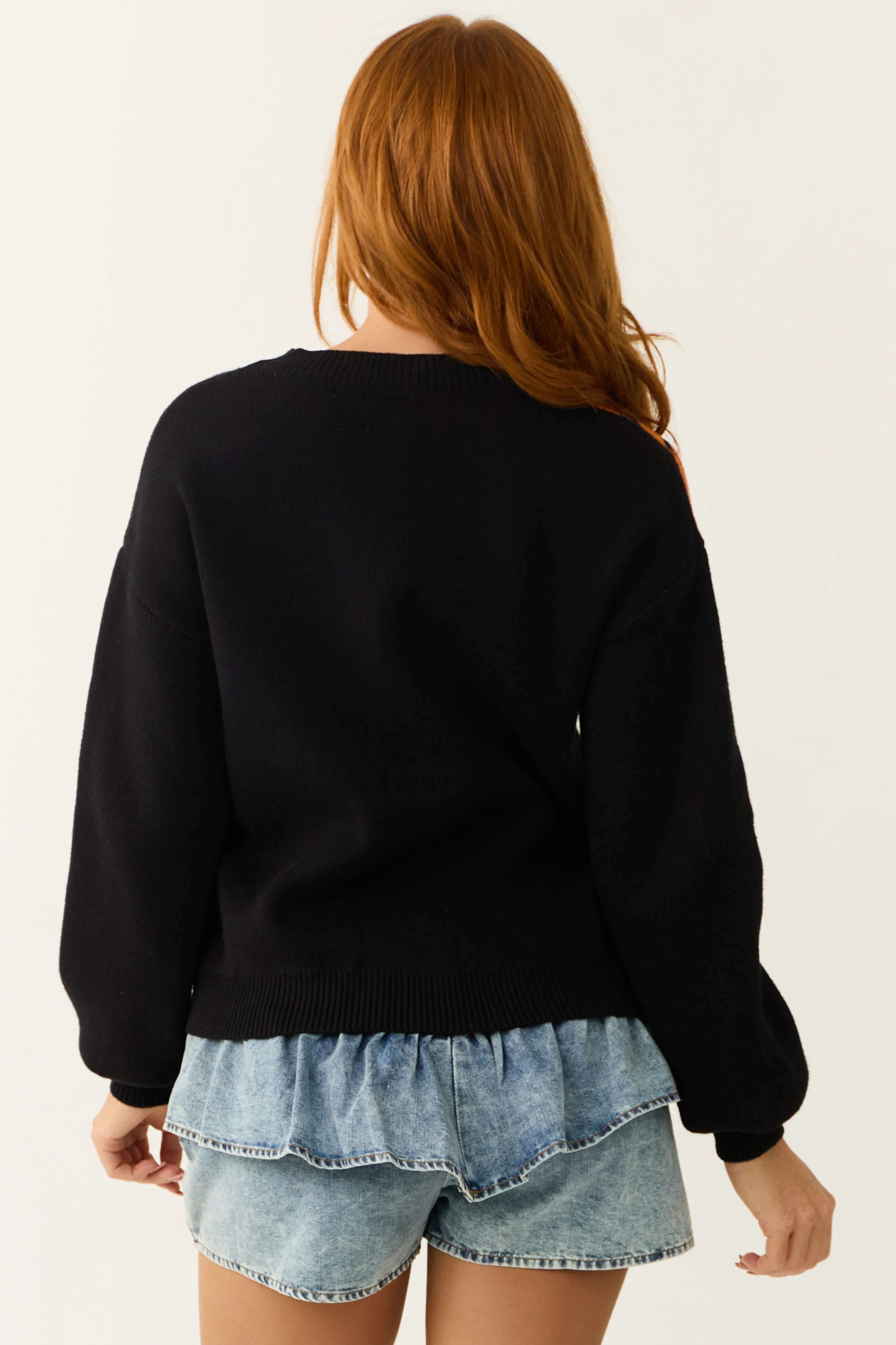 Black Jack-O-Lantern Graphic Soft Knit Sweater sold by Lime Lush product image thumbnail 5