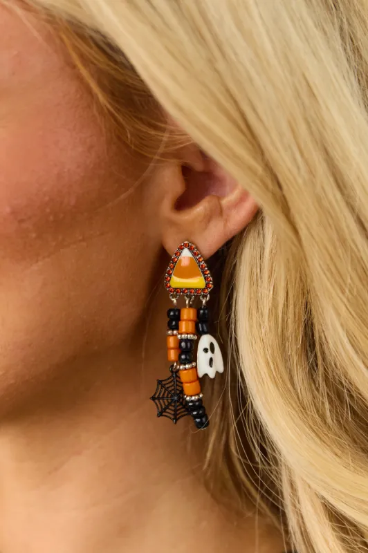 Black Halloween Candy Corn Dangle Bead Earrings sold by Lime Lush