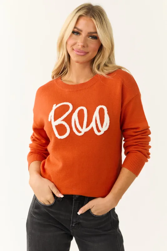 Fire 'Boo' Graphic Drop Shoulder Knit Sweater sold by Lime Lush