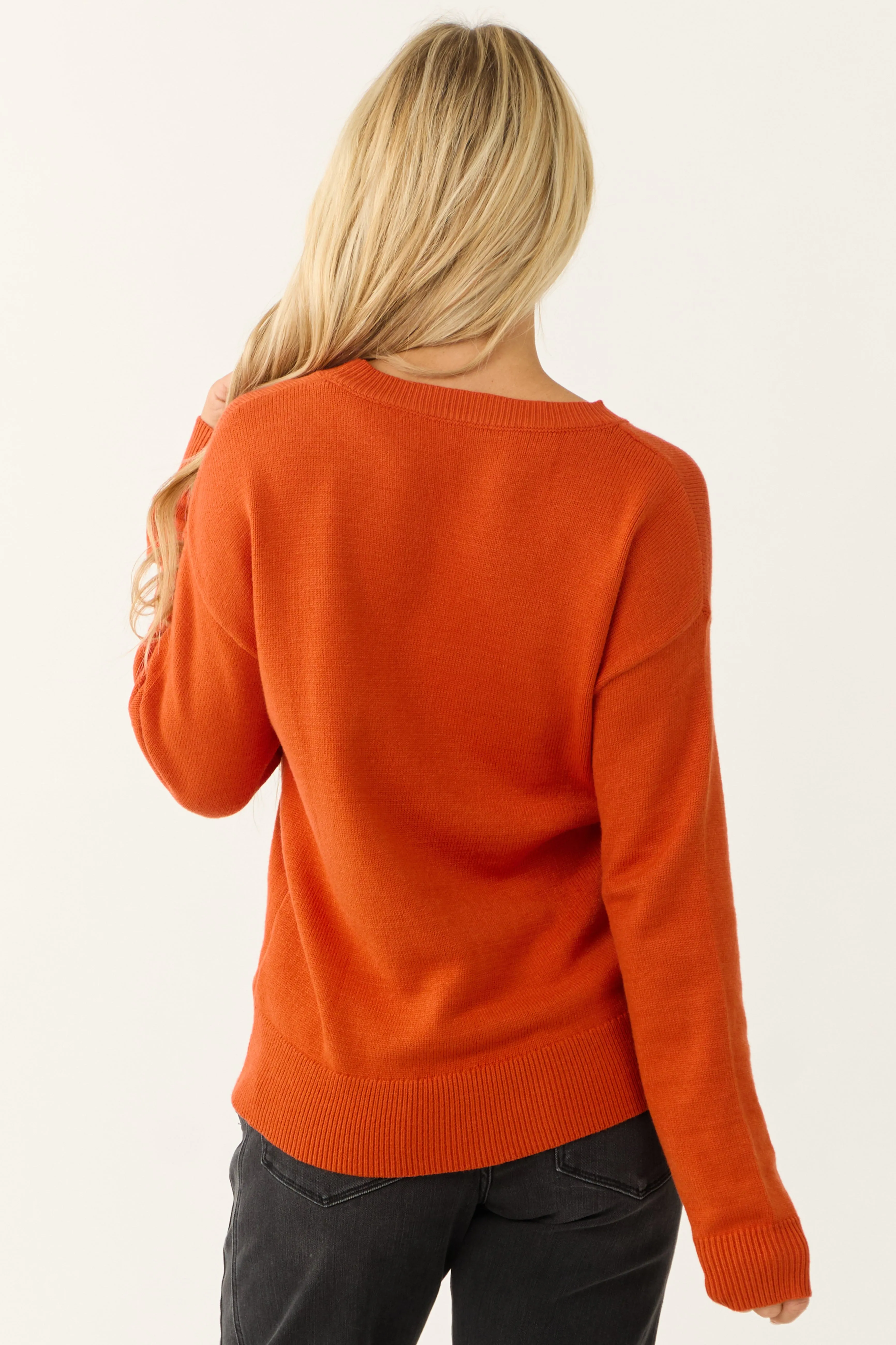 Fire 'Boo' Graphic Drop Shoulder Knit Sweater sold by Lime Lush product image thumbnail 5