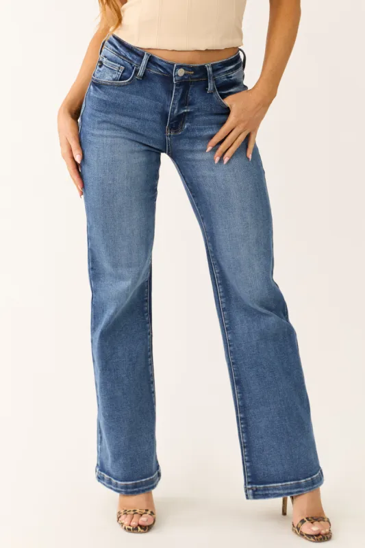 KanCan Dark Wash High Rise Wide Leg Flare Jeans sold by Lime Lush