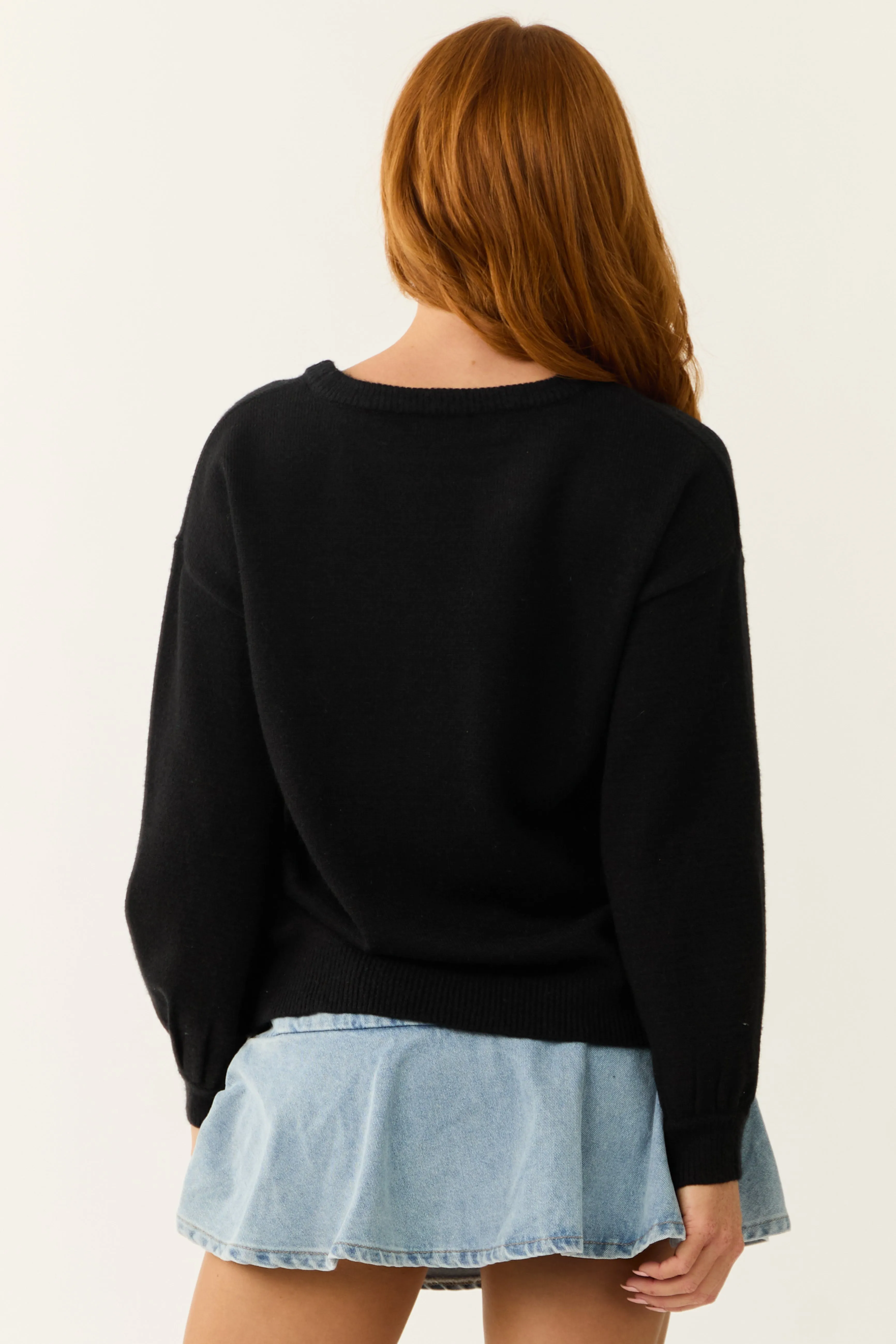 Black Halloween Pumpkin Graphic Knit Sweater sold by Lime Lush product image thumbnail 5