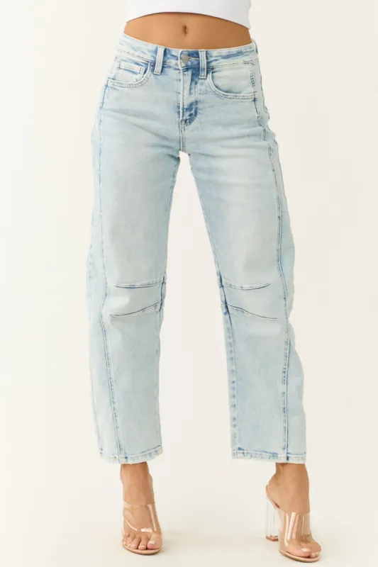 Flying Monkey Light Wash High Rise Barrel Jeans sold by Lime Lush
