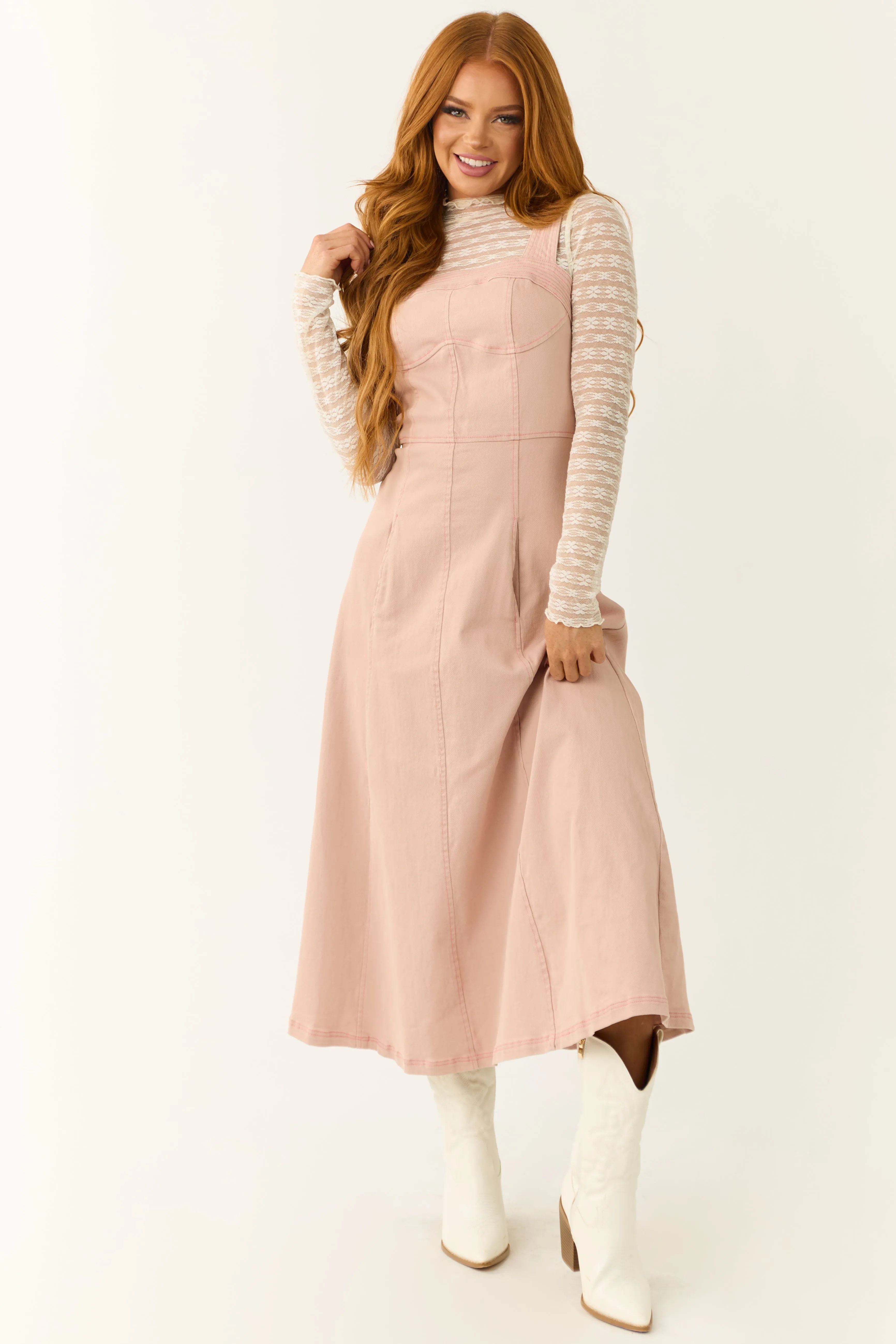 Blush Denim Thick Strap Midi Dress sold by Lime Lush product image thumbnail 2