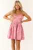 Bubblegum Floral Jacquard Sleeveless Mini Dress sold by Lime Lush