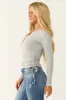 Dove Grey Ruched Side Long Sleeve Knit Top sold by Lime Lush
