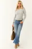 Dove Grey Ruched Side Long Sleeve Knit Top sold by Lime Lush