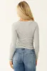 Dove Grey Ruched Side Long Sleeve Knit Top sold by Lime Lush