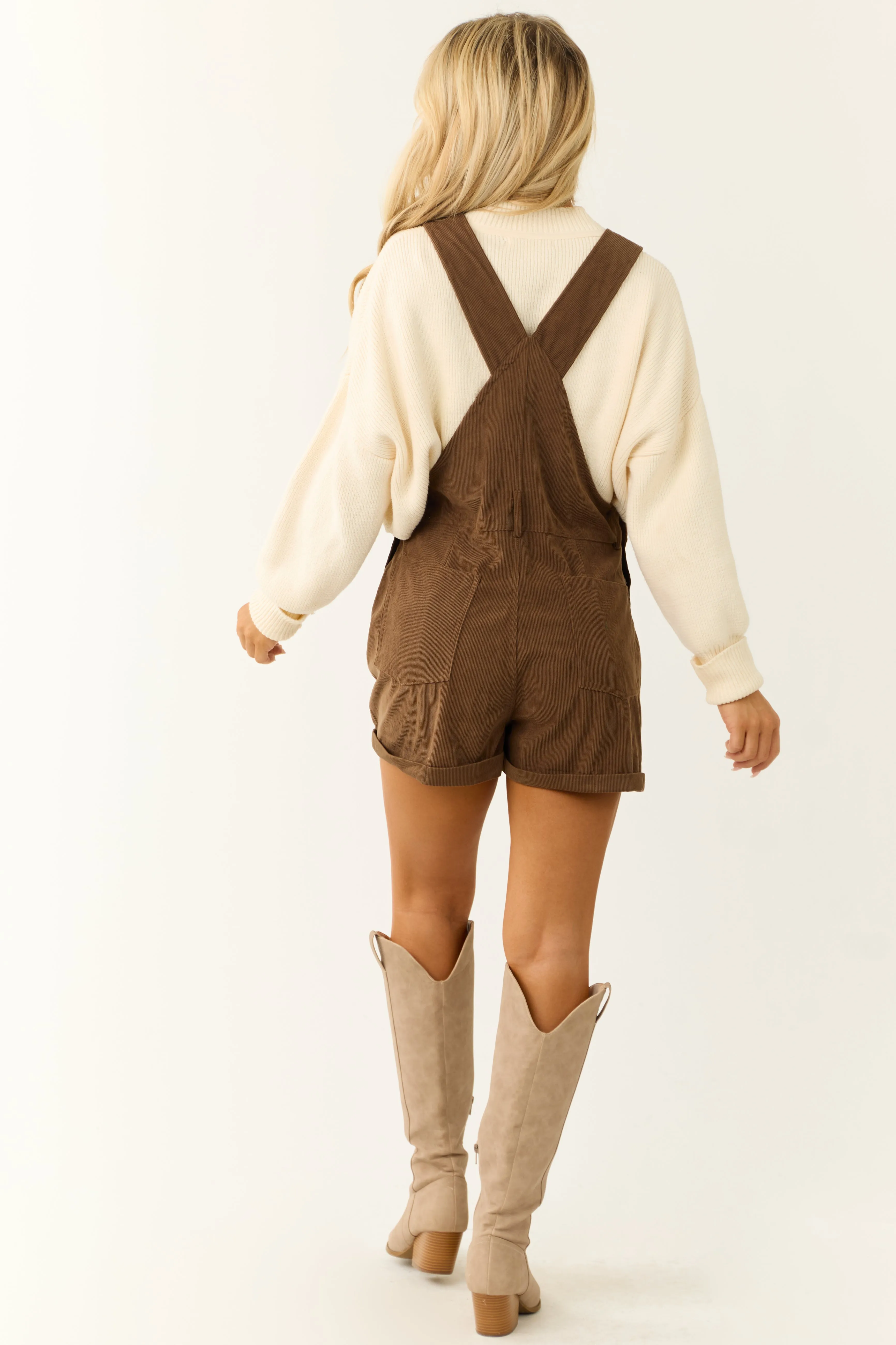Sepia Corduroy Buckle Strap Overalls Romper sold by Lime Lush product image thumbnail 5