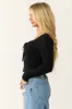 Black Front Tie Detail Ruched Long Sleeve Top sold by Lime Lush
