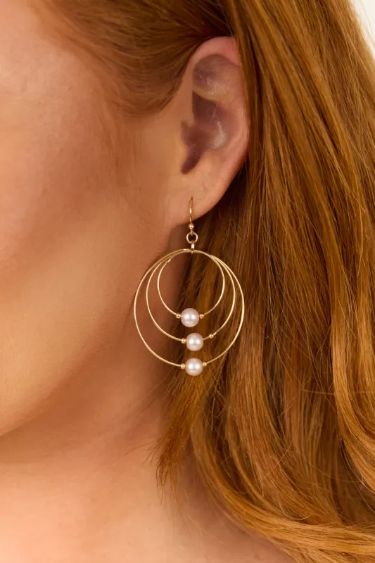 Gold Layered Hoop Pearl and Bead Detail Earrings sold by Lime Lush