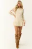 Cream Long Sleeve Lace Short Dress with Ruffle Hem sold by Lime Lush