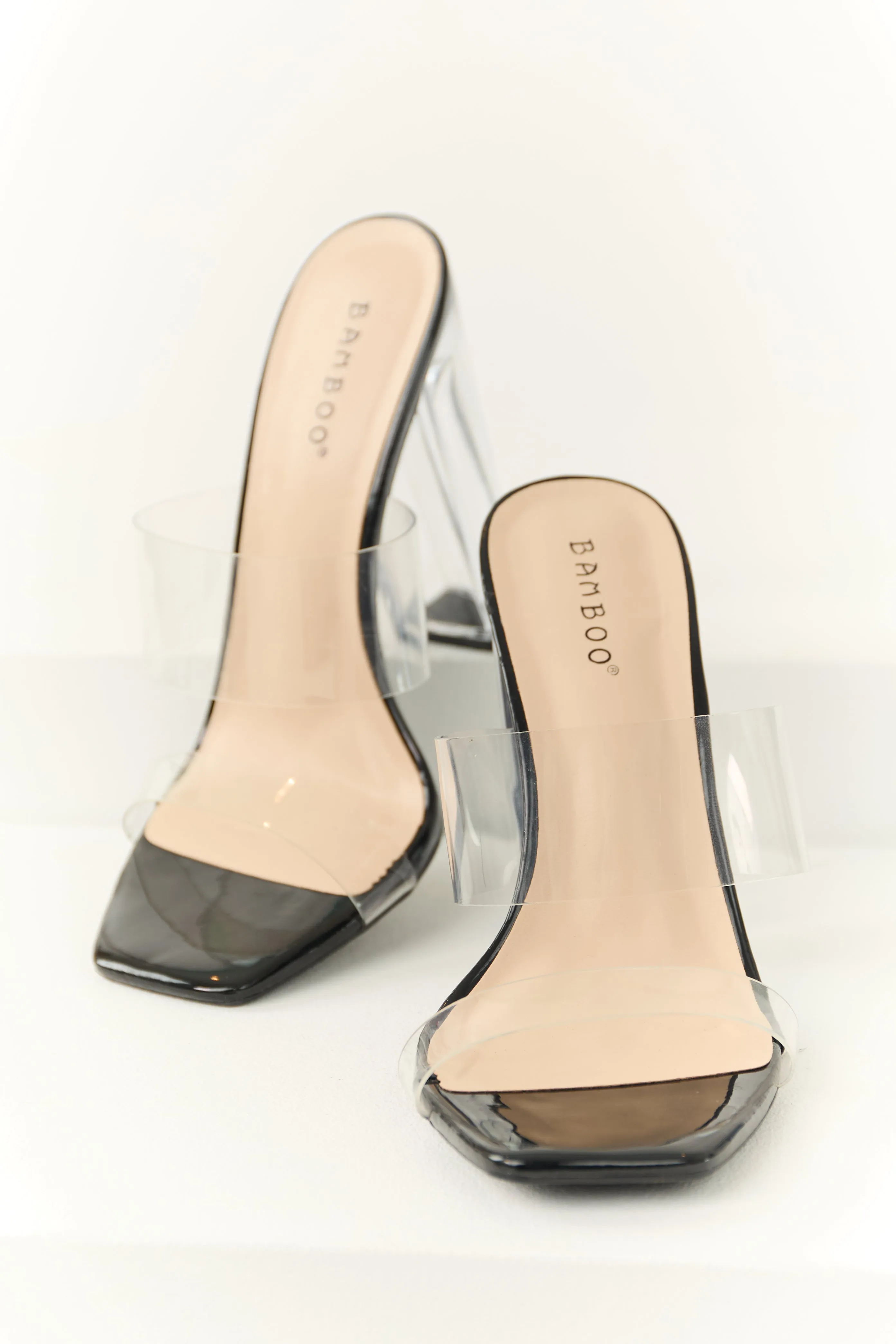 Black Clear Open Toe Block Heels sold by Lime Lush product image thumbnail 2