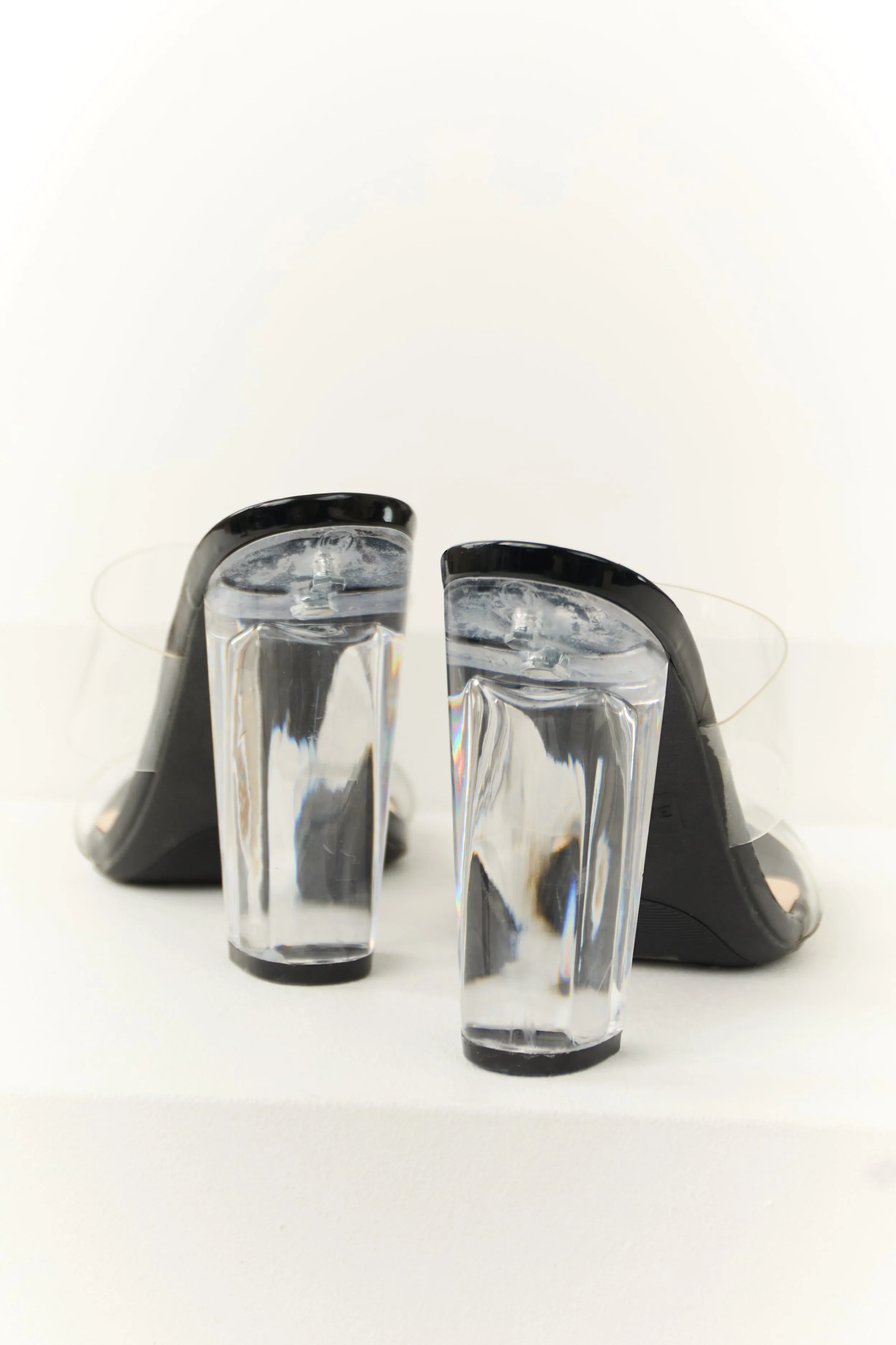 Black Clear Open Toe Block Heels sold by Lime Lush product image thumbnail 3