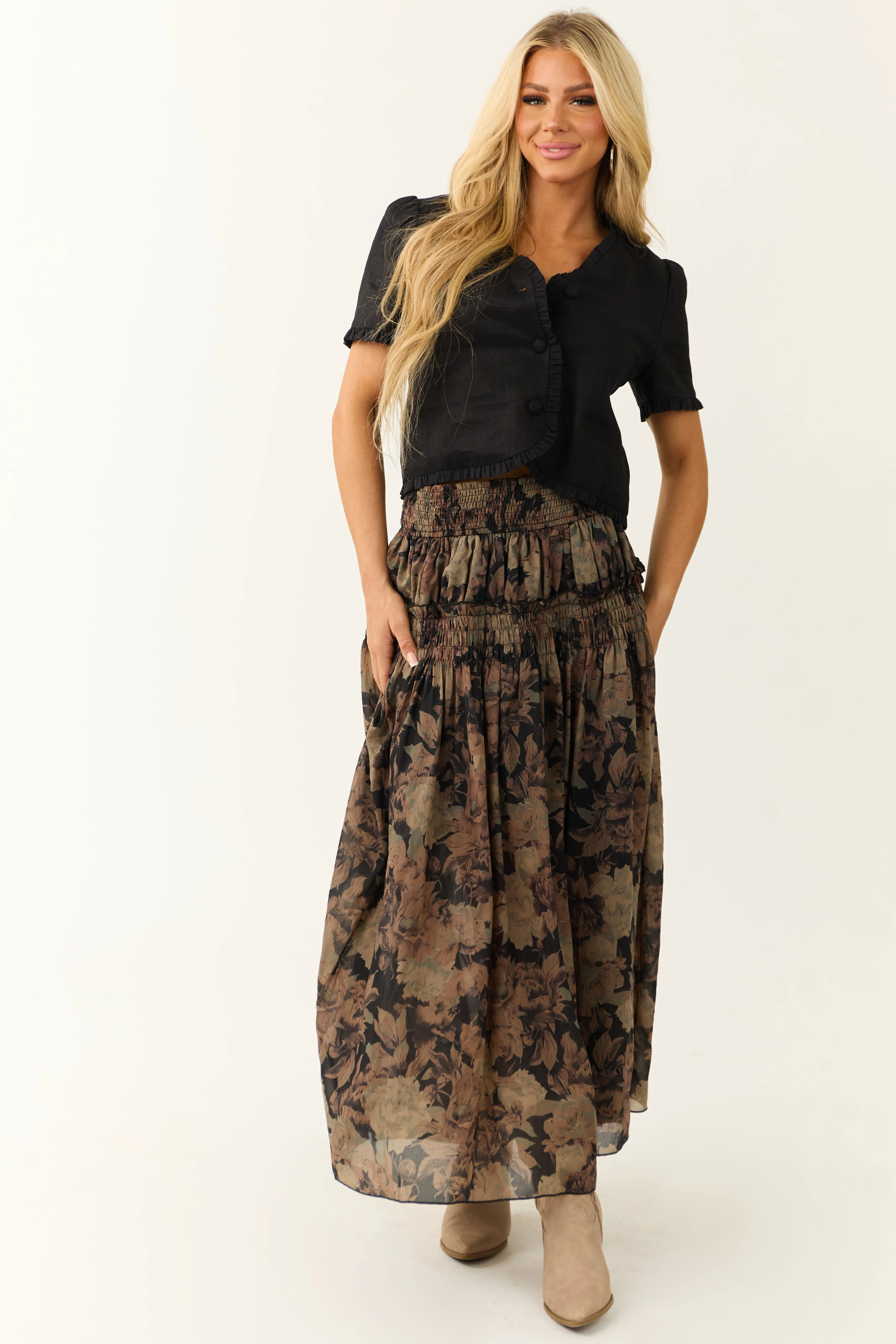 Black Linen Short Sleeve Button Up Blouse sold by Lime Lush product image thumbnail 2