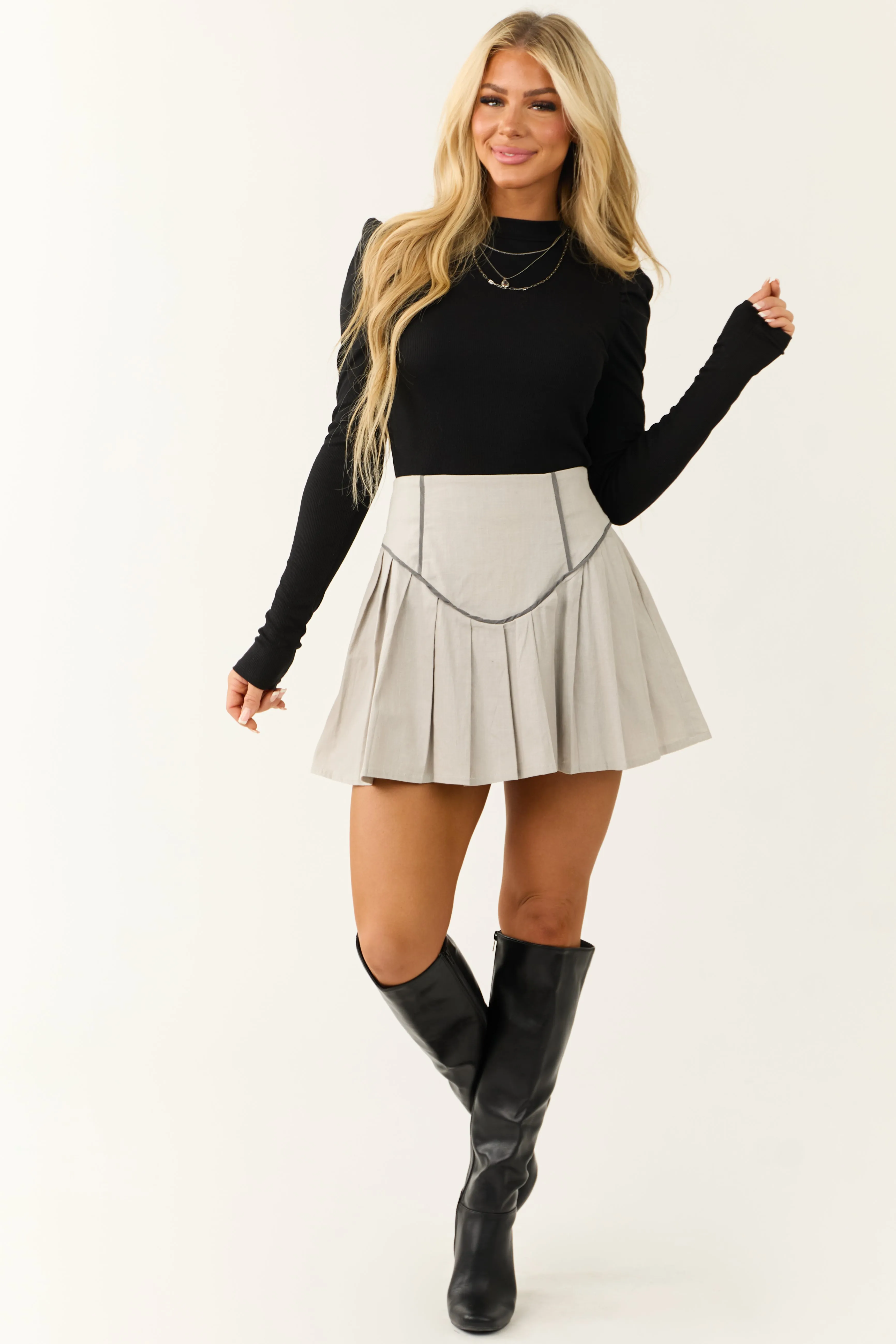 Black Puff Shoulder Long Sleeve Knit Top sold by Lime Lush product image thumbnail 3