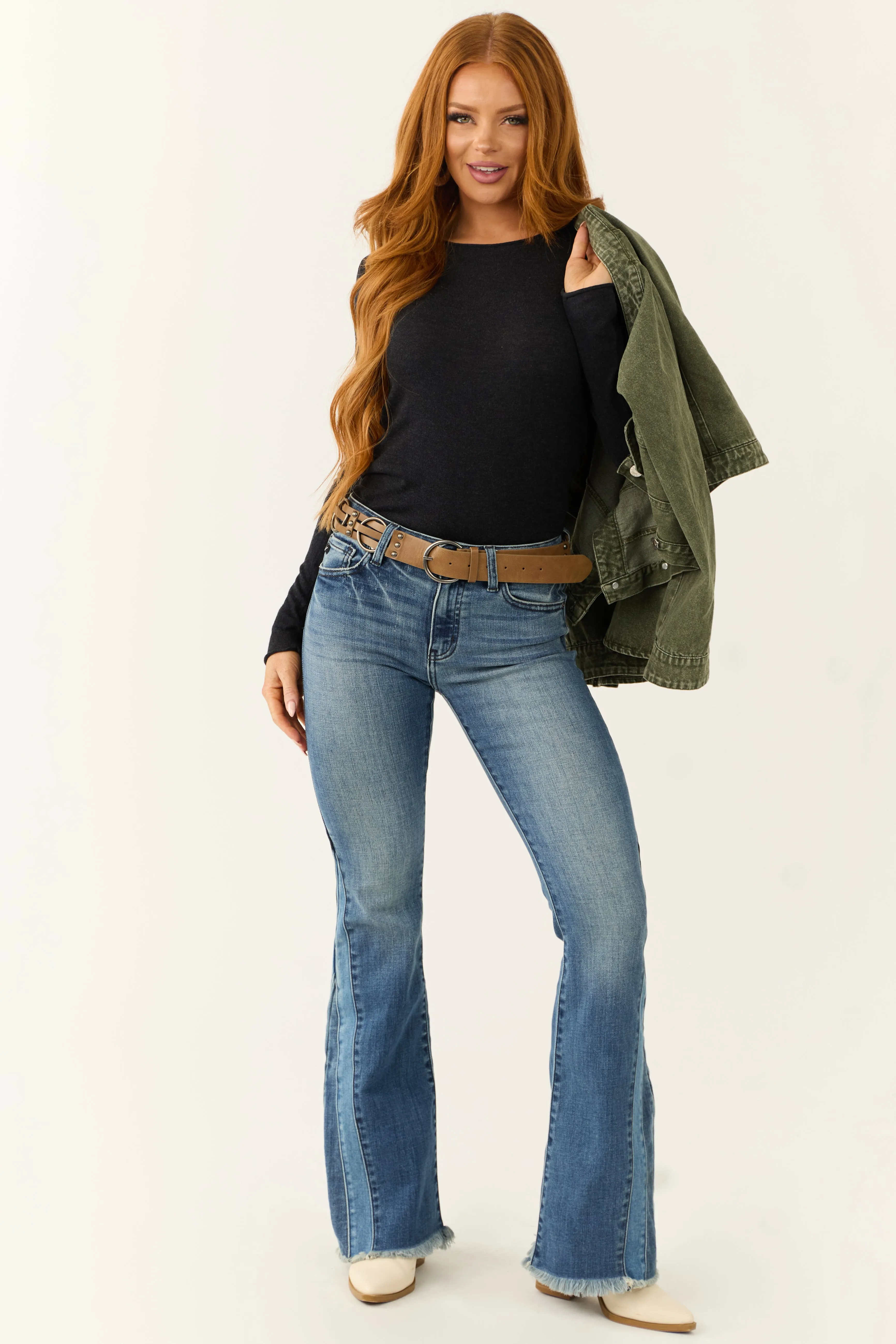 Black Long Sleeve Soft Ribbed Knit Top sold by Lime Lush product image thumbnail 3