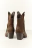 Cocoa Western Stitching Detail Ankle Booties sold by Lime Lush