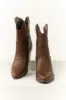 Cocoa Western Stitching Detail Ankle Booties sold by Lime Lush