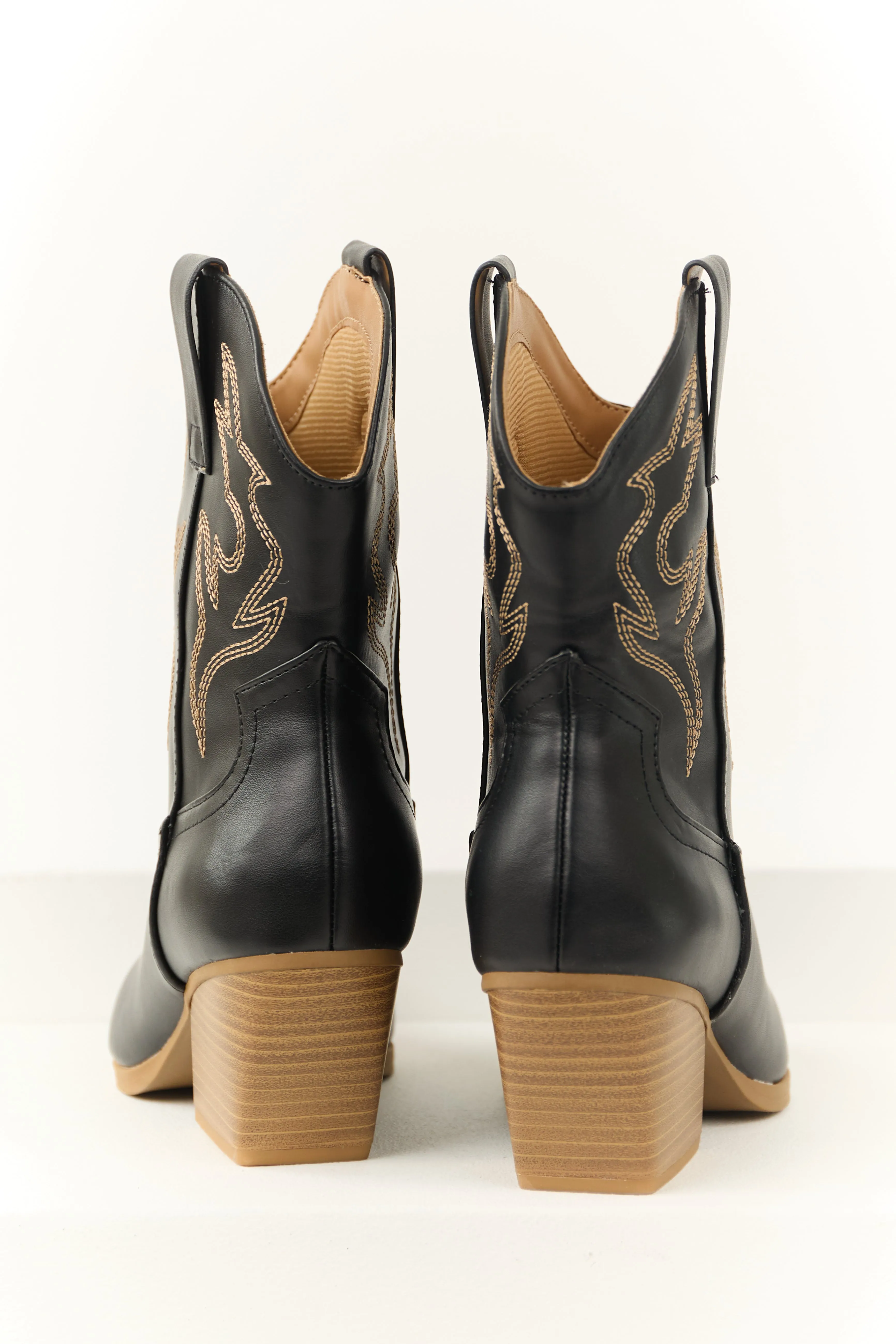 Black Western Stitching Detail Ankle Booties sold by Lime Lush product image thumbnail 3