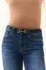 Black Faux Leather Horse Bit Buckle Skinny Belt sold by Lime Lush