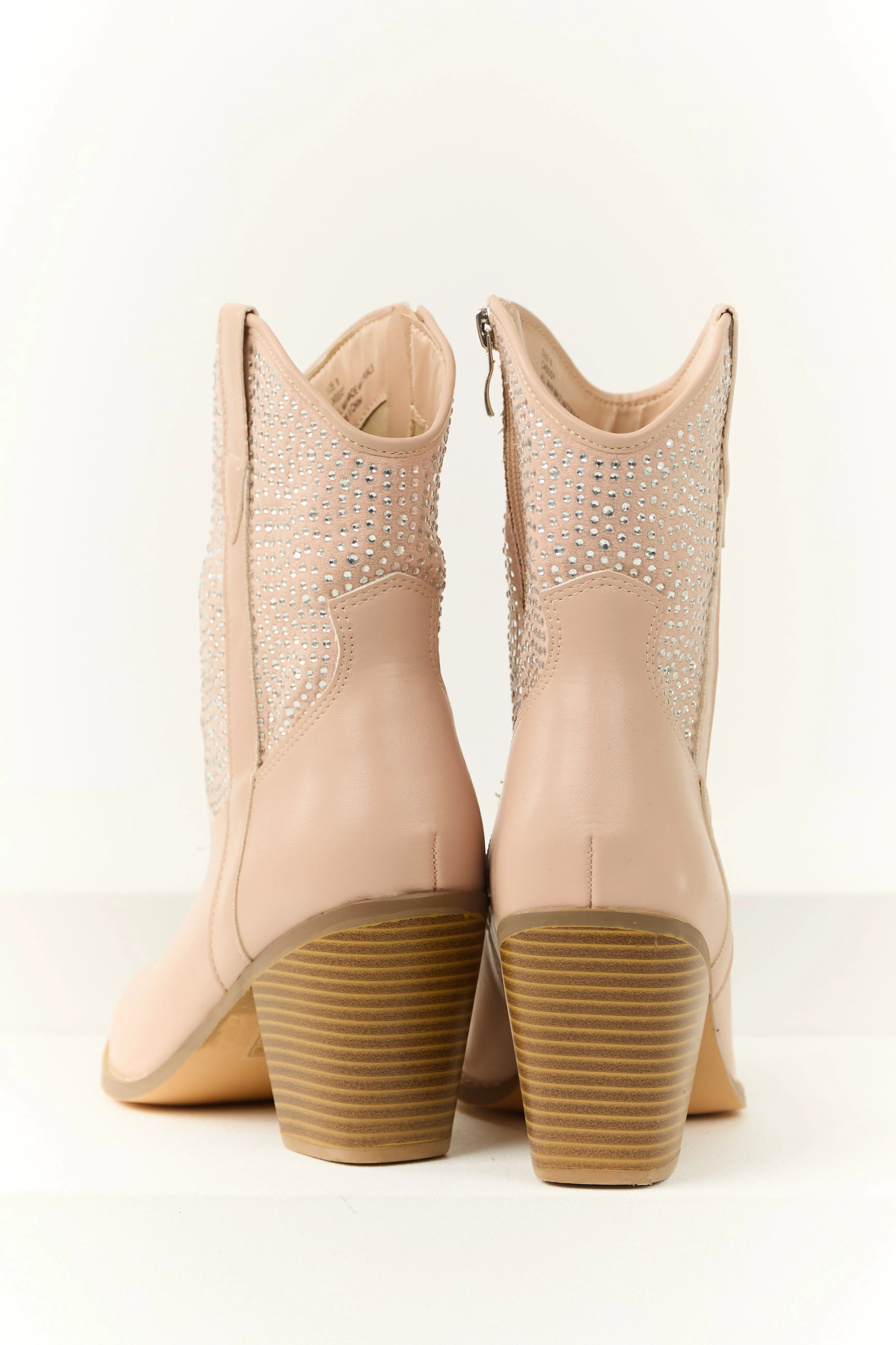 Pale Blush Rhinestone Embellished Western Booties sold by Lime Lush product image thumbnail 4