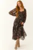 Black Floral Print Front Twist Maxi Dress sold by Lime Lush