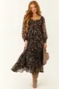 Black Floral Print Front Twist Maxi Dress sold by Lime Lush