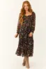 Black Floral Print Front Twist Maxi Dress sold by Lime Lush