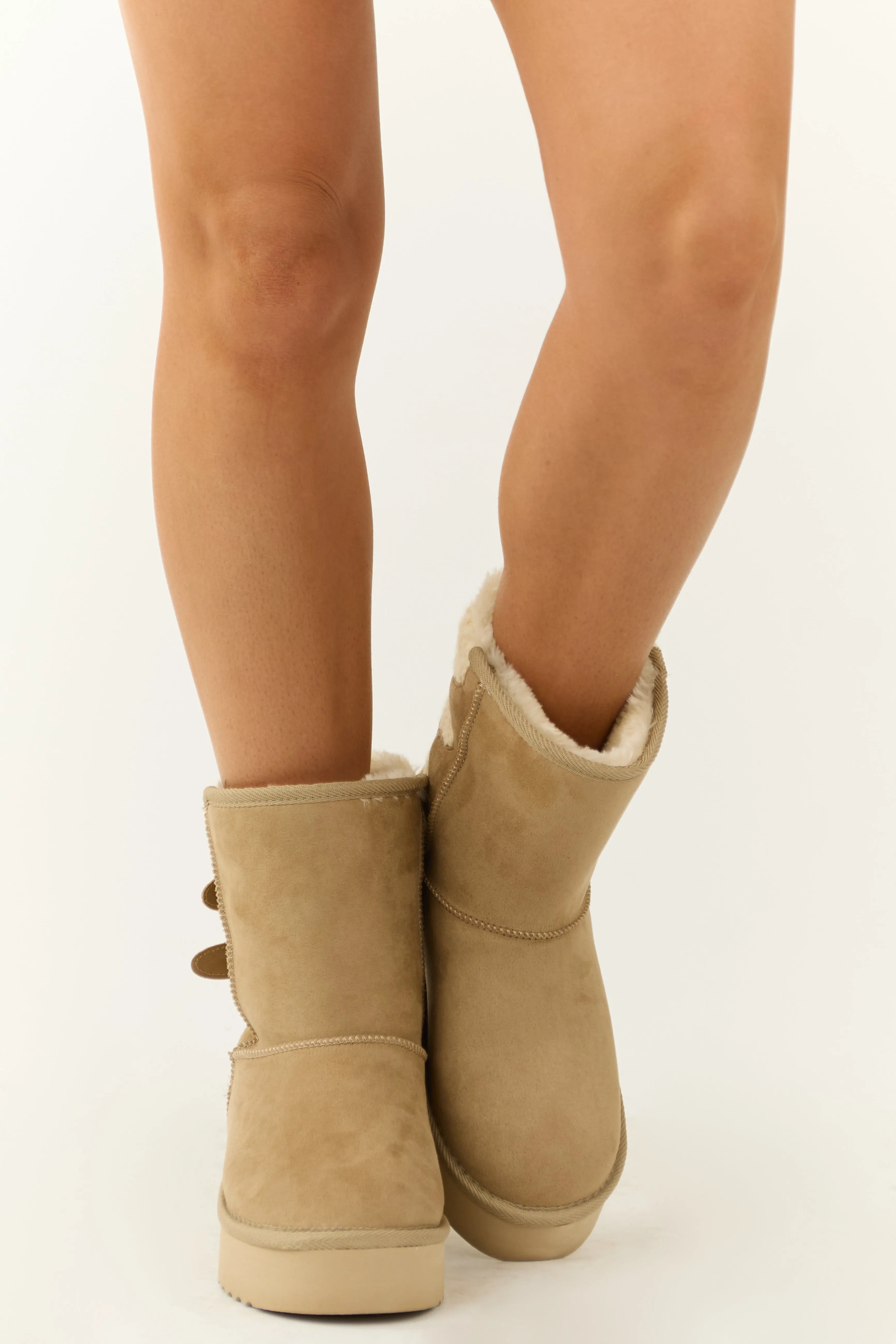 Khaki Faux Fur Lined Boot with Double Buckle sold by Lime Lush product image thumbnail 4