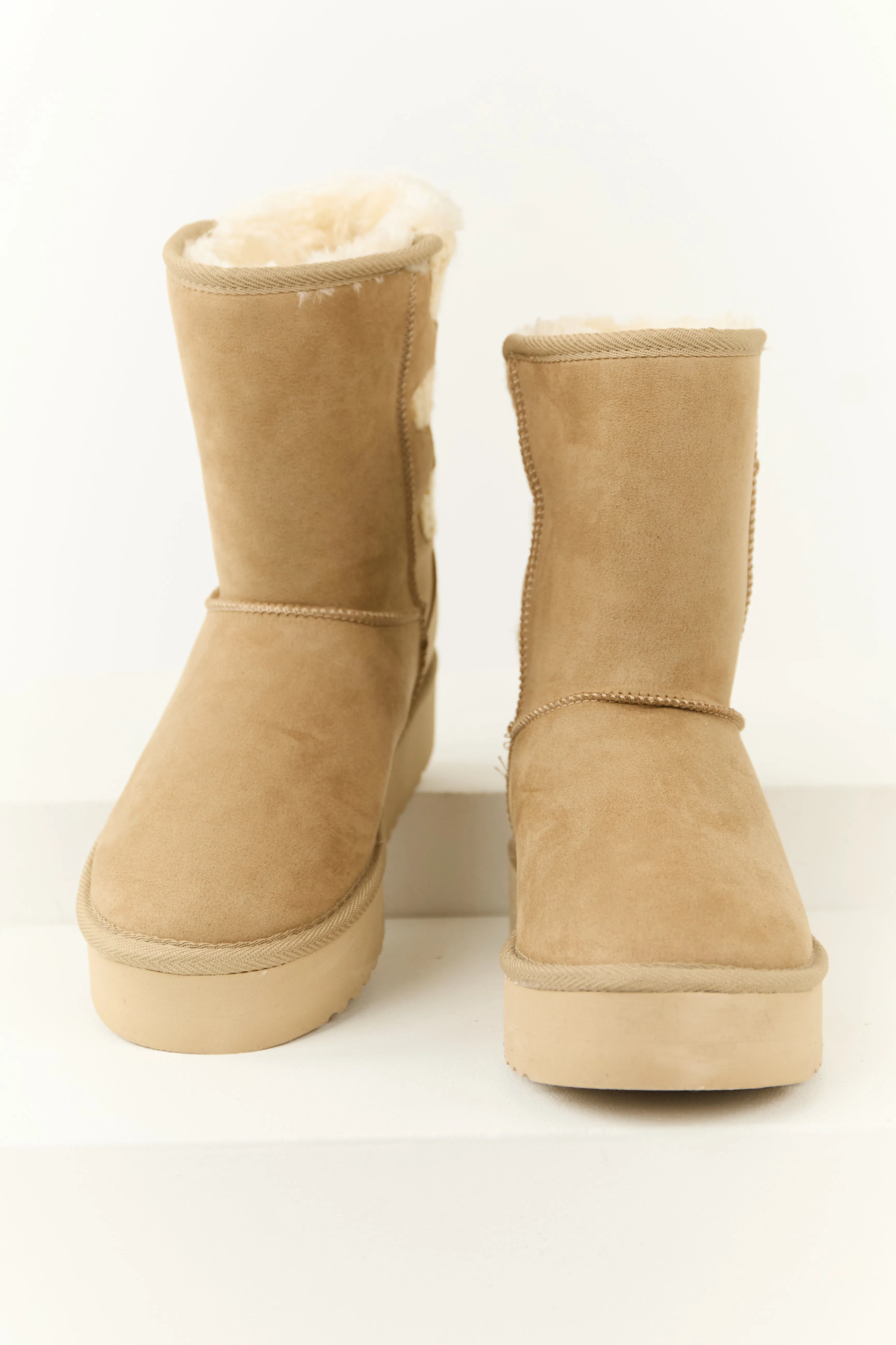 Khaki Faux Fur Lined Boot with Double Buckle sold by Lime Lush product image thumbnail 2