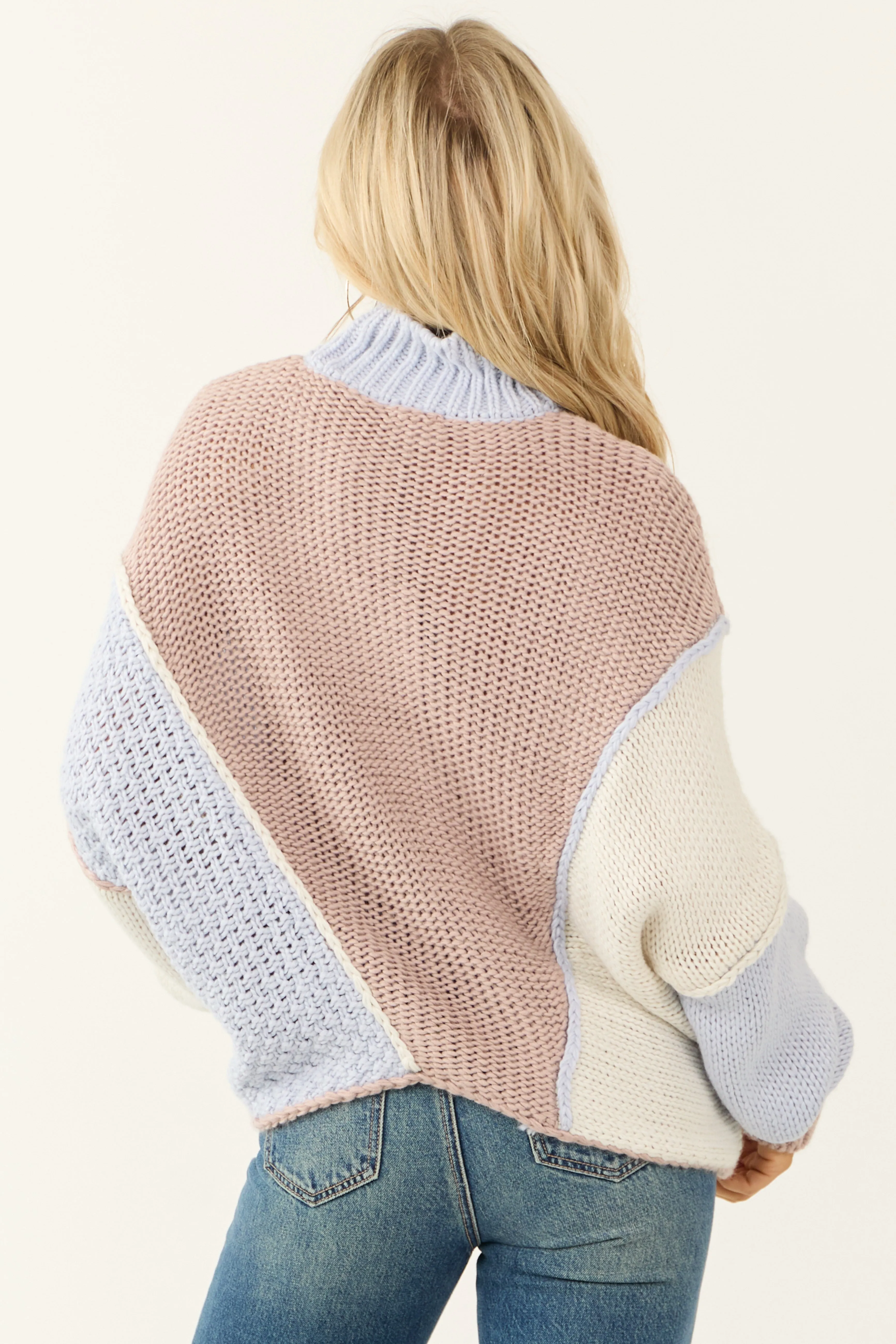 Rose Taupe Colorblock Oversized Knit Sweater sold by Lime Lush product image thumbnail 5