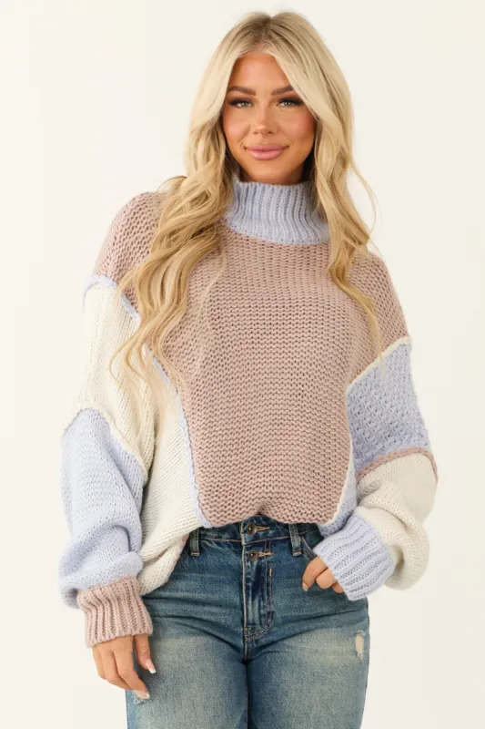 Rose Taupe Colorblock Oversized Knit Sweater sold by Lime Lush