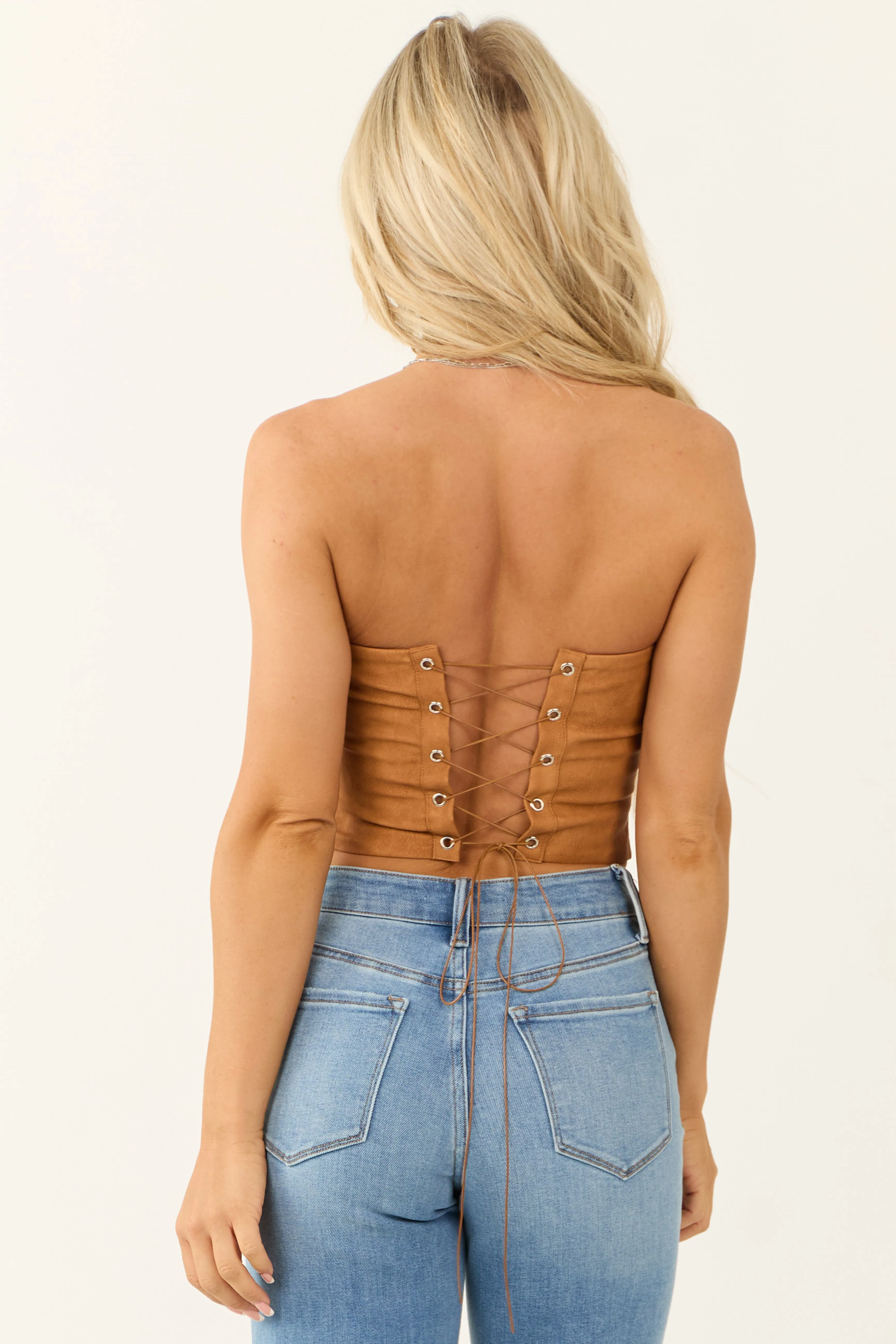 Sandstone Faux Leather Western Corset Top sold by Lime Lush product image thumbnail 5