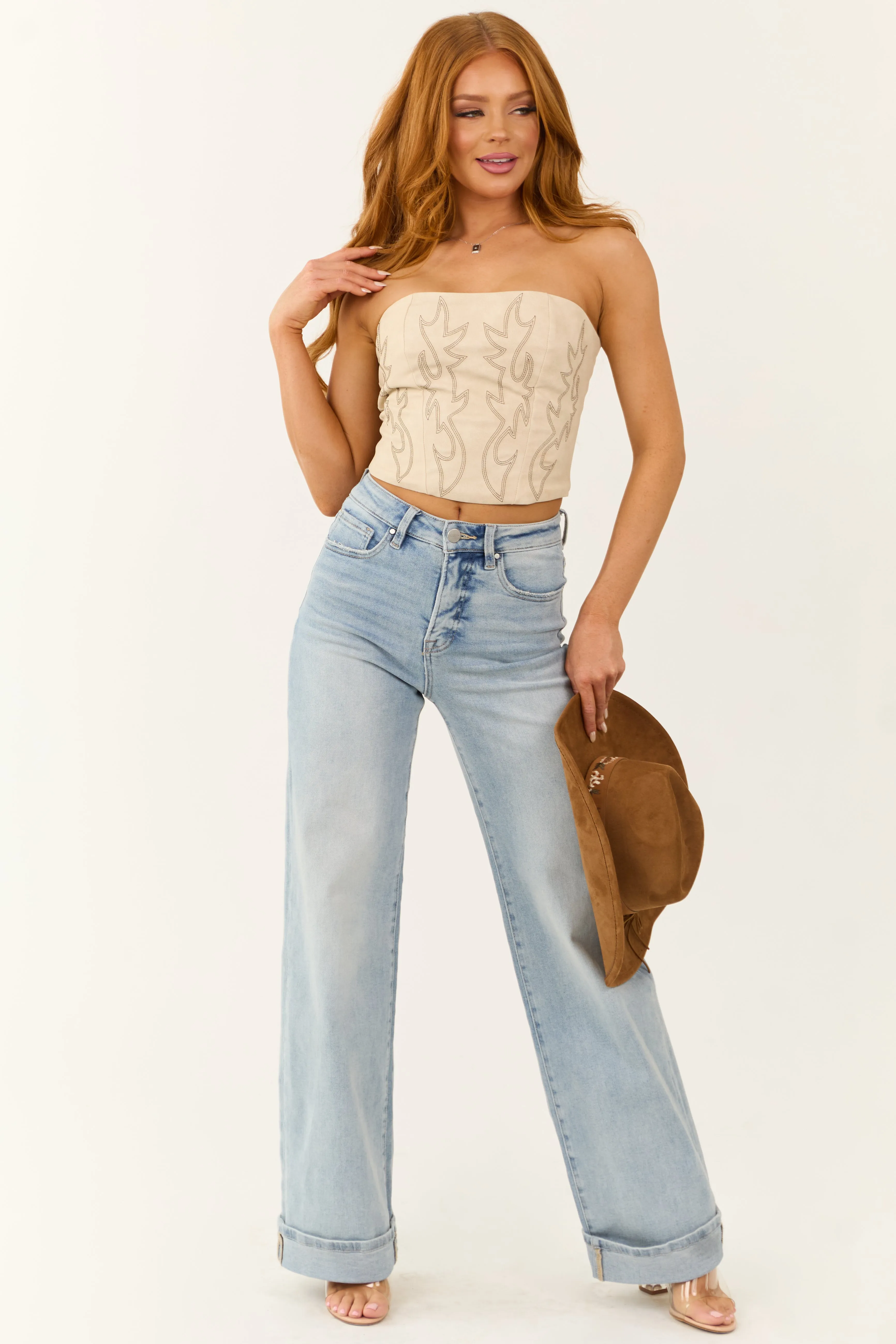 Desert Sand Faux Leather Western Corset Top sold by Lime Lush product image thumbnail 4