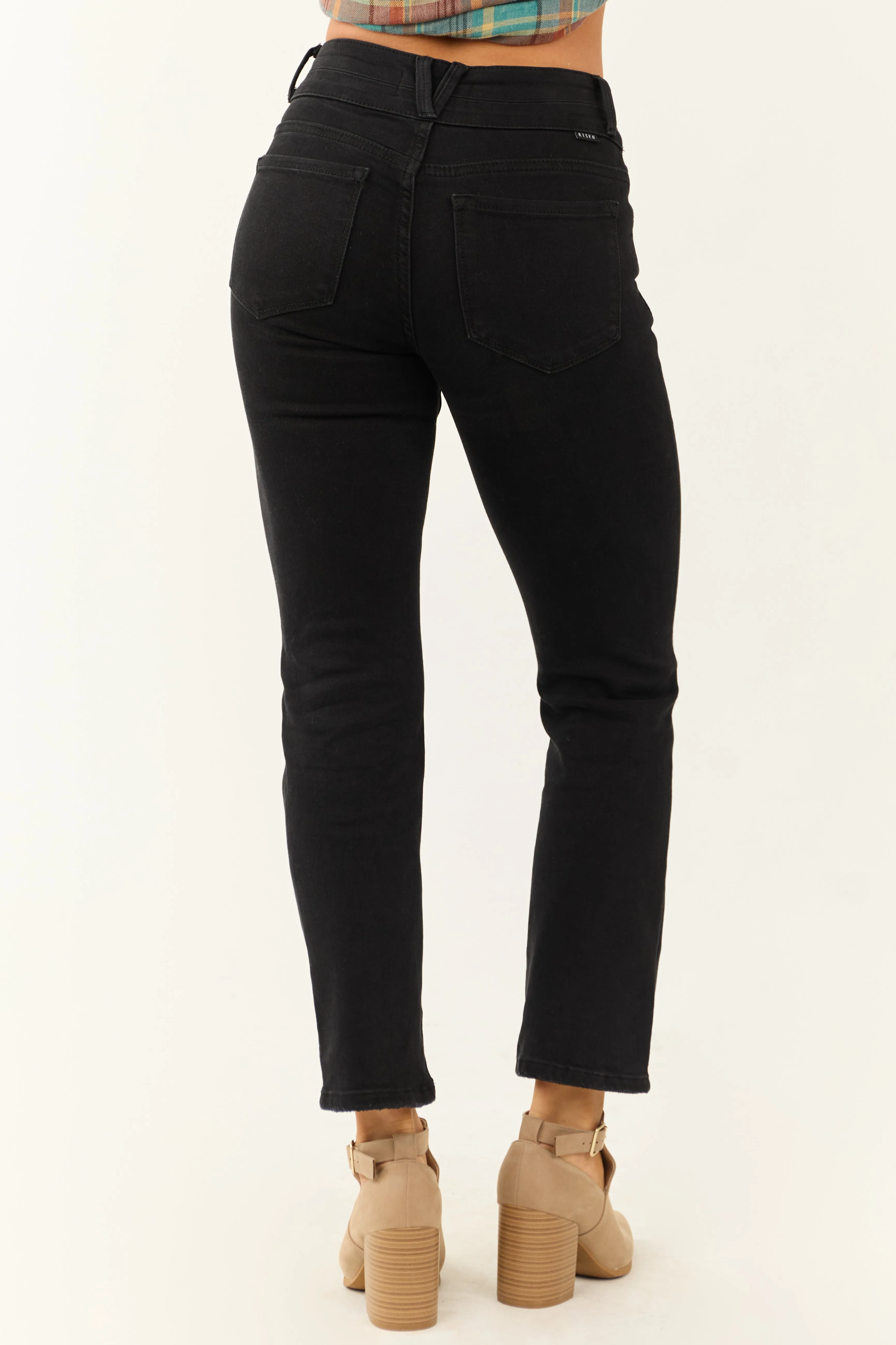 Risen Black High Rise Distressed Ankle Jeans sold by Lime Lush product image thumbnail 4