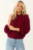 Wine Chunky Knit Mixed Weave Sweater sold by Lime Lush