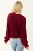 Wine Chunky Knit Mixed Weave Sweater sold by Lime Lush