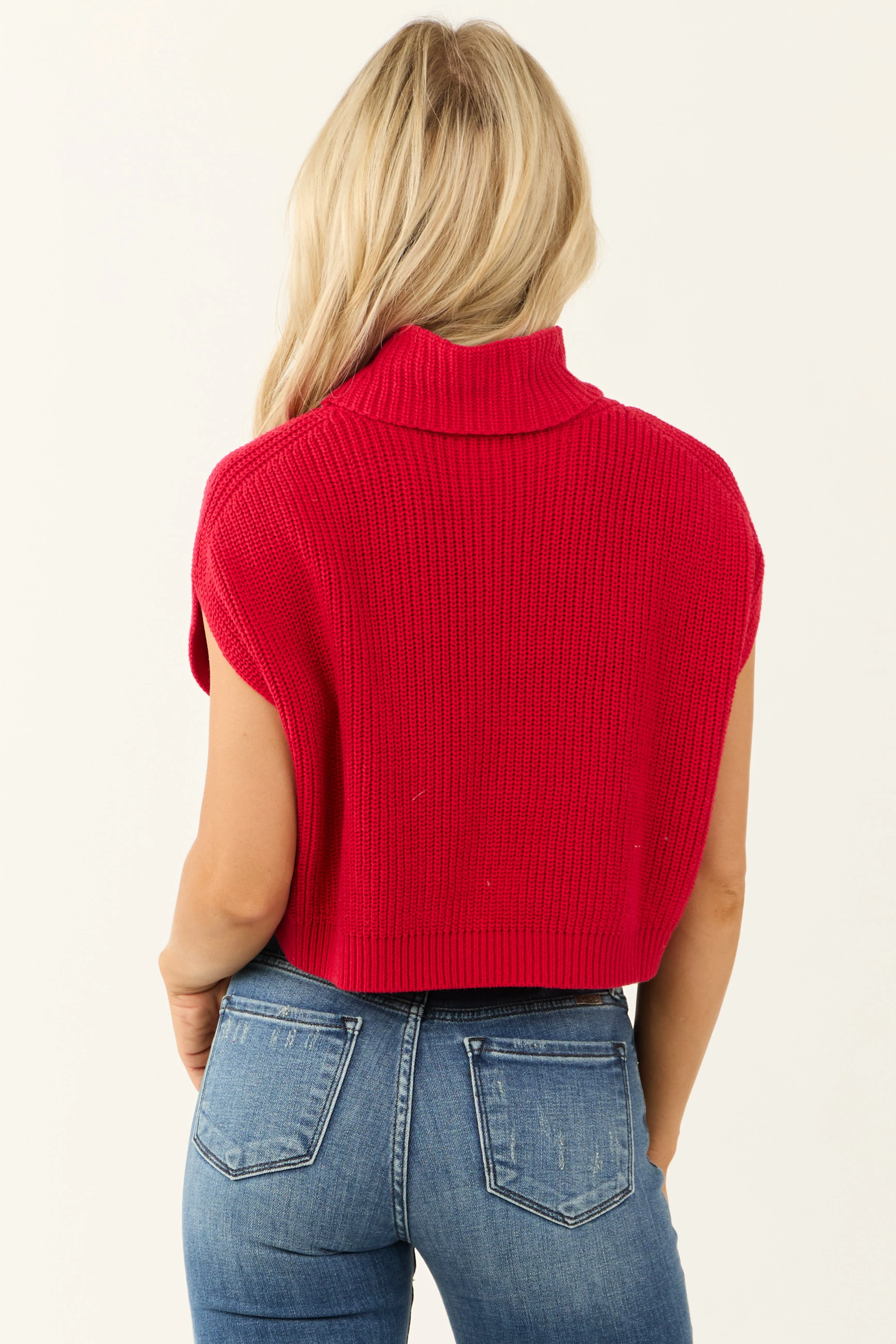 Lipstick Turtleneck Cap Sleeve Sweater Top sold by Lime Lush product image thumbnail 5