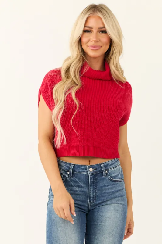 Lipstick Turtleneck Cap Sleeve Sweater Top sold by Lime Lush