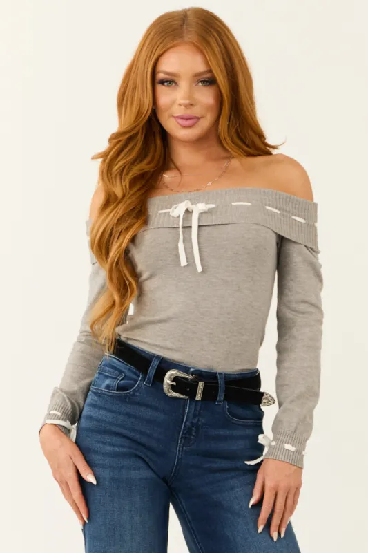 Steel Off Shoulder Contrast Stitching Top sold by Lime Lush