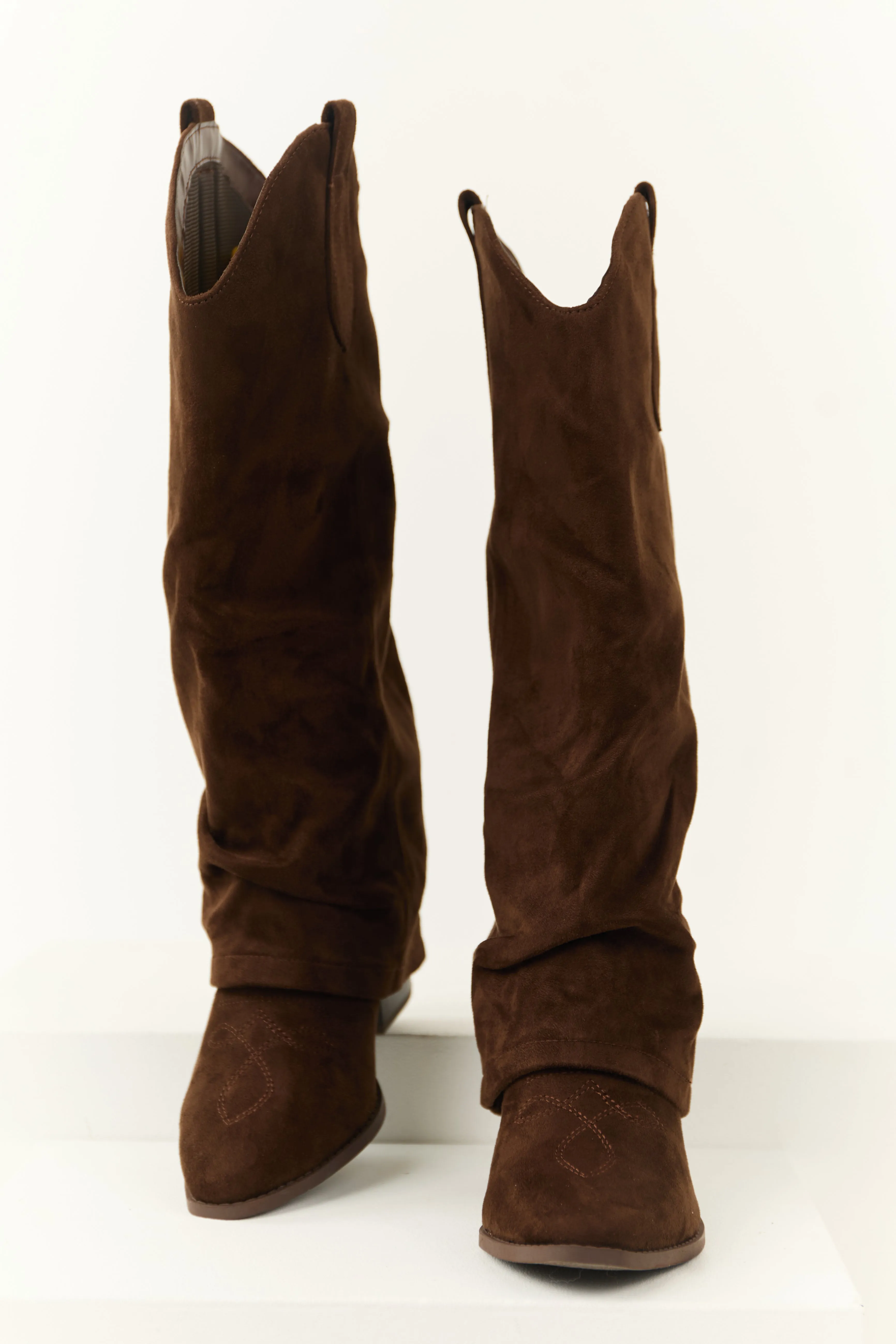 Cocoa Faux Suede Foldover Knee High Boots sold by Lime Lush product image thumbnail 2