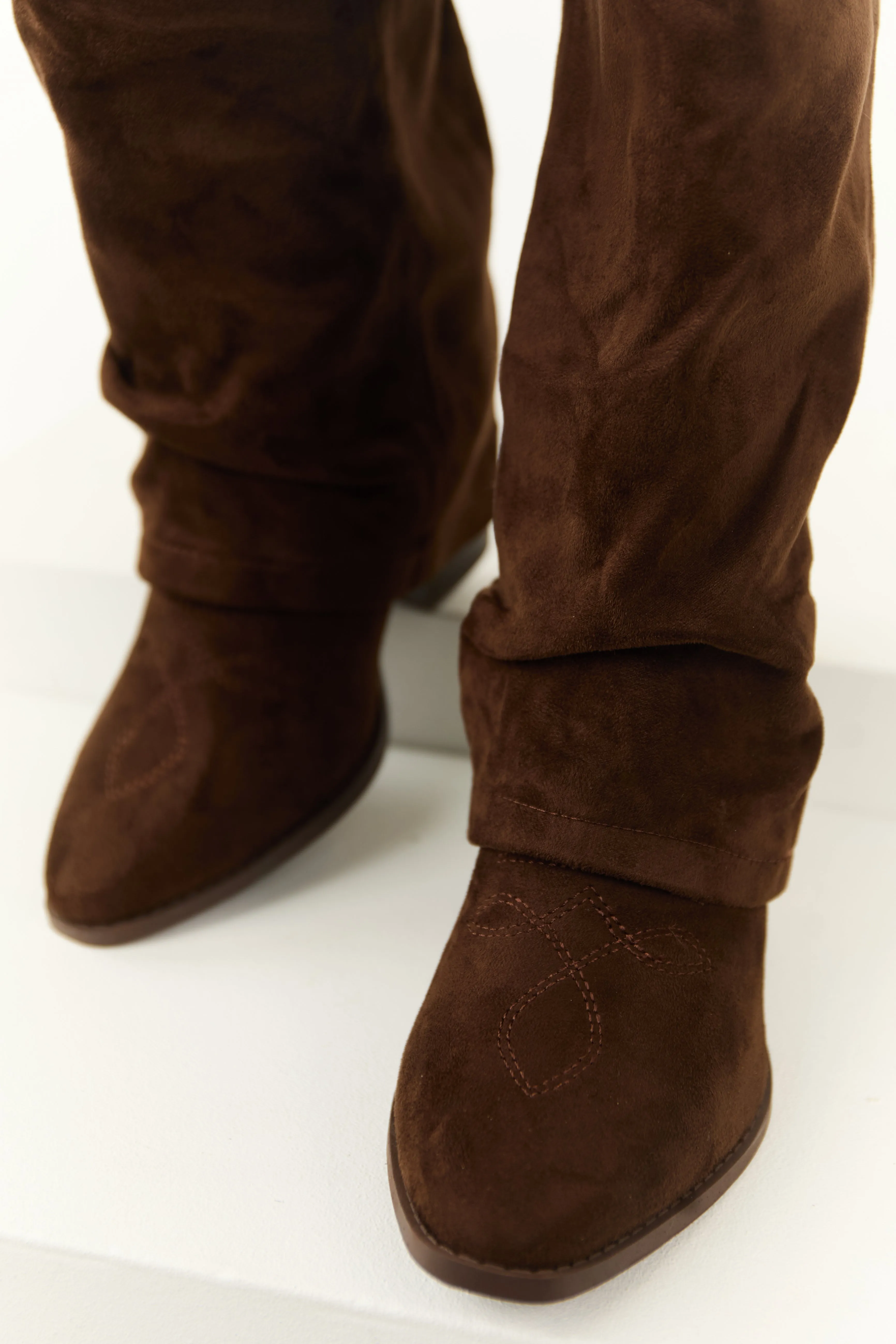 Cocoa Faux Suede Foldover Knee High Boots sold by Lime Lush product image thumbnail 3